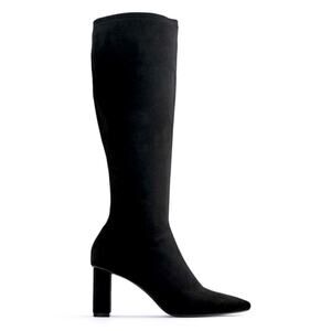 NWT ZARA BLACK KNEE HIGH FAUX SUEDE BOOTS